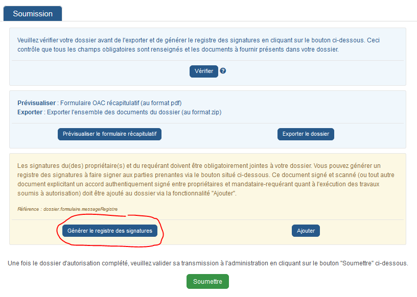 Registre des signatures
