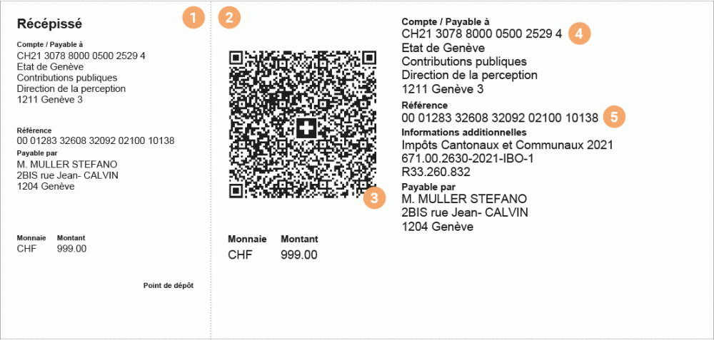 Exemple de QR-facture de l’administration fiscale cantonale