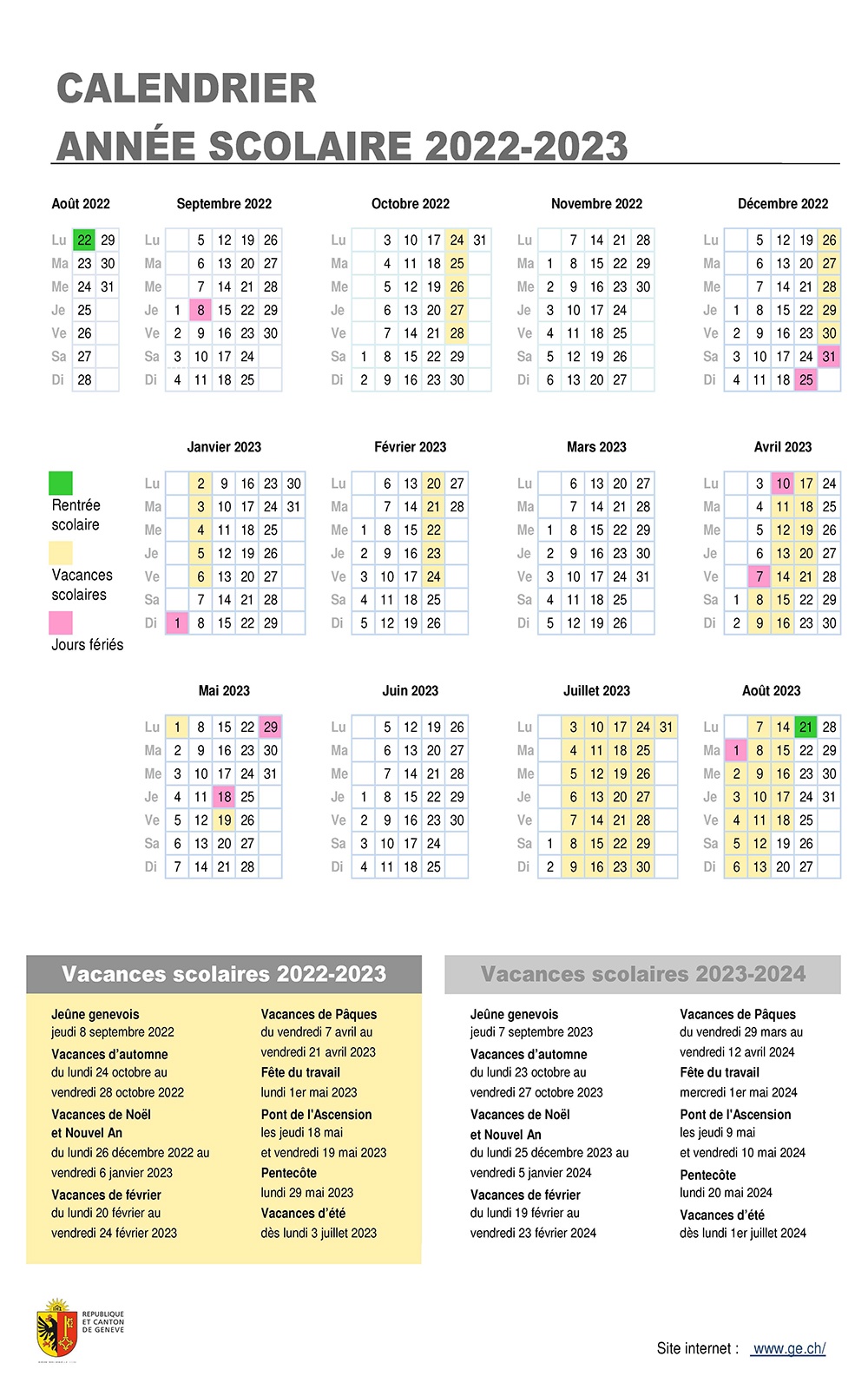 Calendrier De Vacances Scolaire 2023 Vacances Scolaires 2022-2023 | Ge.ch Calendrier De Vacances Scolaire 2023 Vacances Scolaires 2022-2023 | Ge.ch