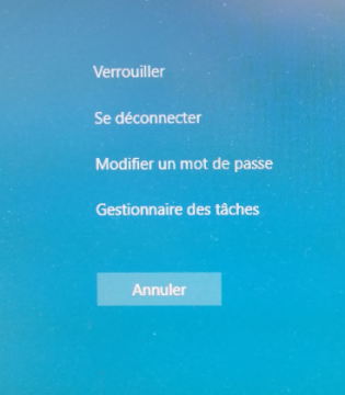 Option "Modifier un mot de passe"