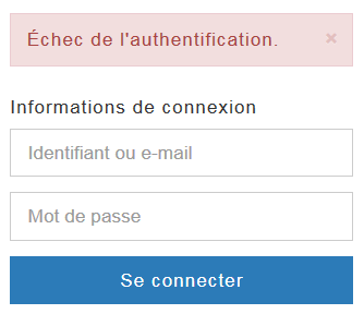 Echec de l'authentification