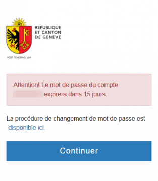 Changement du mot de passe