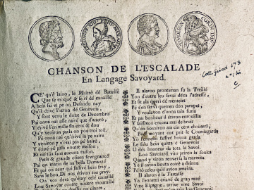 La première édition du Cé qu'è laino, imprimée le samedi 18 décembre 1602 par Jean II de Tournes à Genève. AEG coll. Girod 173.1.bis.e