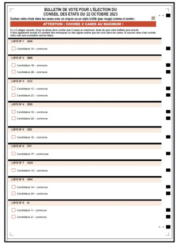 Specimen bulletin Conseil des Etats