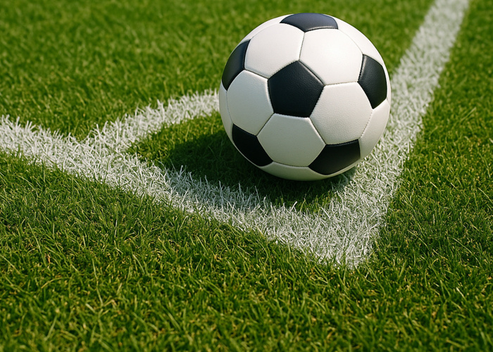 Ballon de football sur un corner