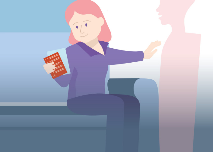 Personnage tenant son matériel de vote (dessin)