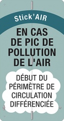 Panneau annonçant le début du périmètre Stick'AIR :  situation hors pic de pollution - aucune restriction de circulation activée