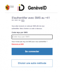 Saisie du code secret reçu par SMS