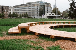 Gradins en bois au Parc Rigot © Corentin Bonvallat