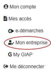 Bouton menu Mon entreprise