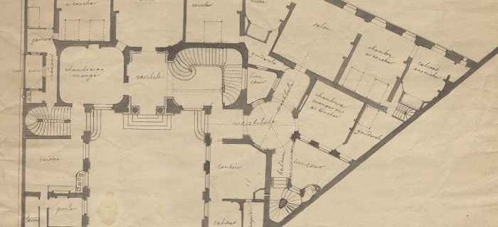 Projet pour l'hôtel Sellon, plan du rez-de-chaussée, vers 1719. AEG; Office du patrimoine et des sites, O. Zimmermann
