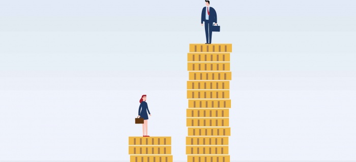 femme et hommes avec des différences salariales