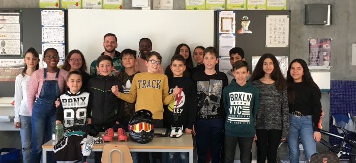 Visite de l'athlète Renaud Blanc dans une classe