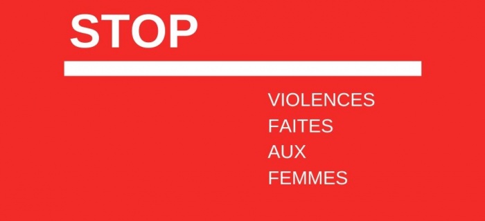 lettres sur le fond rouge stop violences faites aux femmes