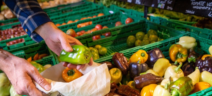 sac en coton pour prendre ses légumes ou fruits