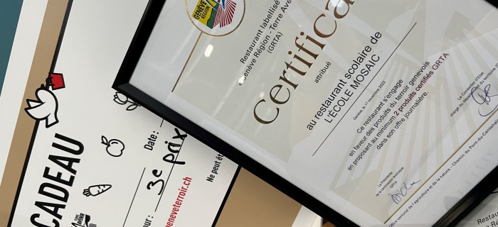 Certificat décerné aux gagnant du concours Les Toqués de GRTA