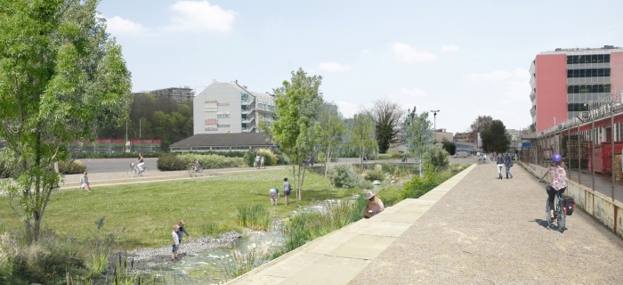 Remise à ciel ouvert de la Drize _Rue Boissonnas © Philippe Cointault