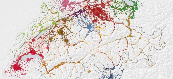 Carte de la Suisse : principaux domaines d’action et domaines étendus du concept d’espace suisse