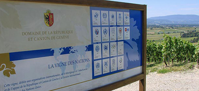 Panneau signalétique de la Vigne des Nations