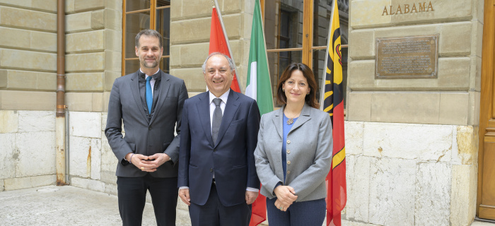 Visite de courtoisie de S.E. Monsieur Gian Lorenzo Cornado, Ambassadeur d'Italie en Suisse et de Madame Nicoletta Piccirllo, Consule générale d'Italie à Genève
