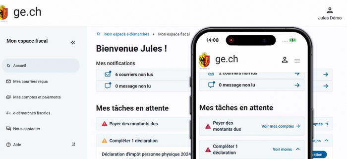 Page d'accueil du nouvel espace fiscal