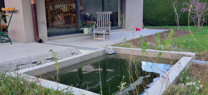 Exemple de récupération des eaux de pluie dans un jardin
