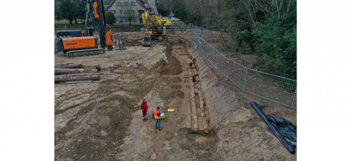 Fouille d’un aqueduc romain aux Eaux-Vives (2024), © SAGe.