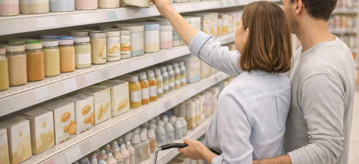 image de supermarché pour achat de nourriture pour bébé