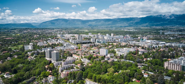 Vue aérienne sur Lancy et l'ouest du canton  - photo : Loris von Siebenthal