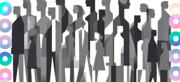 Illustration abstraite de silhouettes variées représentant un groupe de personnes et la diversité