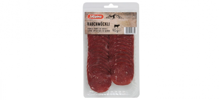 Emballage de viande de boeuf fumée de la marque Alpina