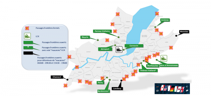 G7 - Carte des passages frontières fermés