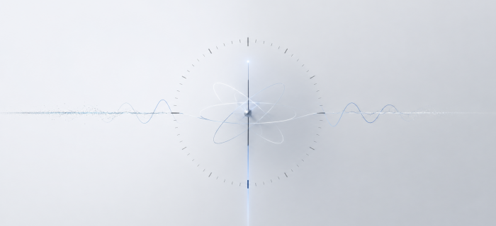 Horloge atomique futuriste et abstraite générée par l'intelligence artificielle