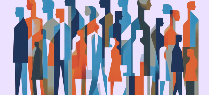Illustration abstraite de silhouettes variées représentant un groupe de personnes et la diversité