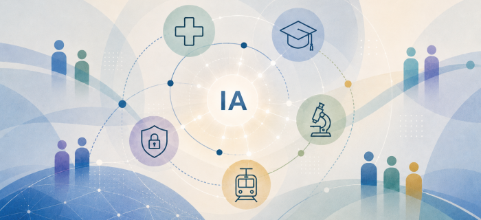 Illustration abstraite d'un écosystème de collaboration généré par l'IA.