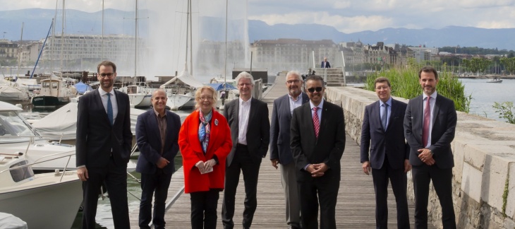 Rallumage du Jet d'eau à l'occasion de la troisième phase du déconfinement en Suisse