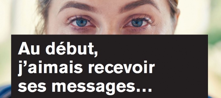 yeux femme avec un texte sur les messages