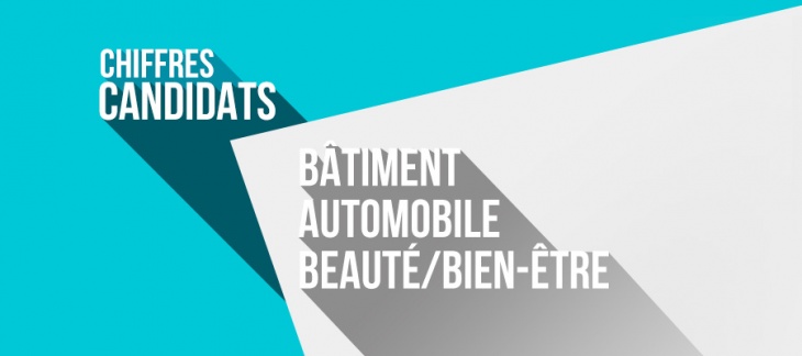 Bâtiment, automobile et beauté/bien-être : combien de candidats avons-nous dans ces secteurs ?