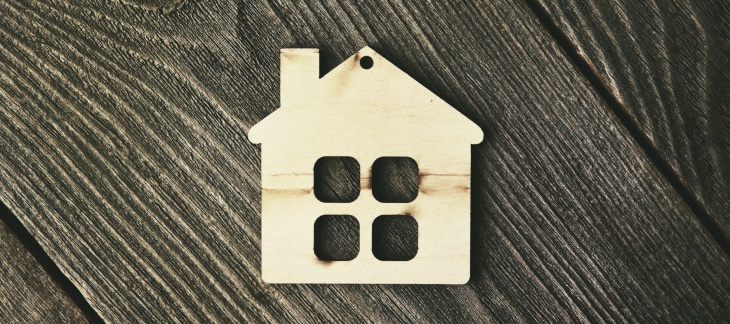 symbol maison en bois sur fond bois