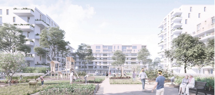 Perspective sur les lopins - Projet lauréat pièce A4 © CCHE LAUSANNE SA Perspective sur les lopins - Projet lauréat pièce A4 © CCHE LAUSANNE SA