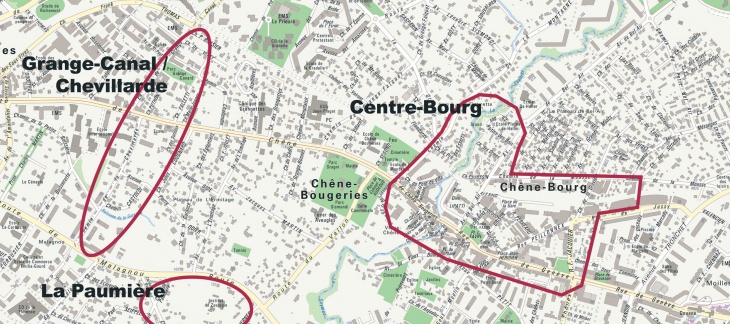 Les trois périmètres du projet Chêne-Bourg – Chêne-Bougeries © Etat de Genève