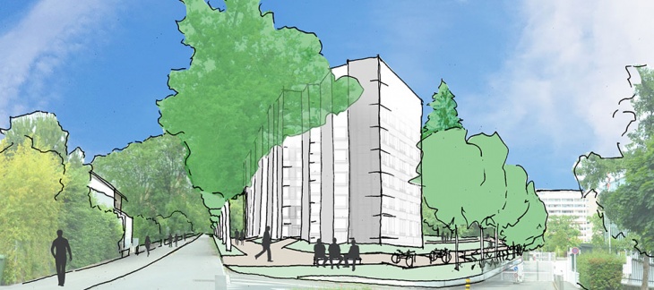 Projet Claire-Vue depuis le carrefour (c)Mayor et Beusch Projet Claire-Vue depuis le carrefour (c)Mayor et Beusch