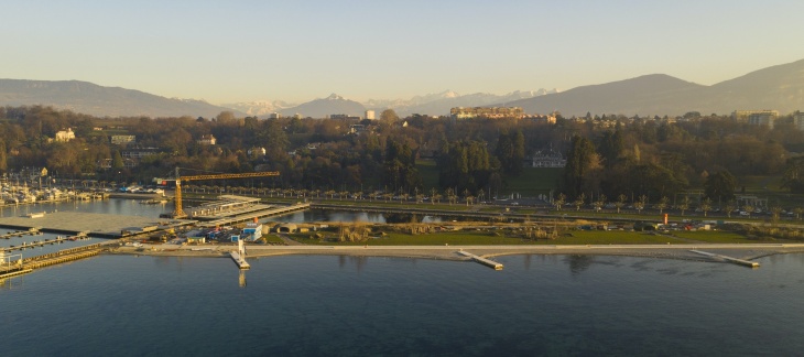 Chantier de la Plage Publique des Eaux-Vives (janvier 2020) © Etat de Genève Plage Publique Eaux-Vives