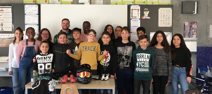 Visite de l'athlète Renaud Blanc dans une classe