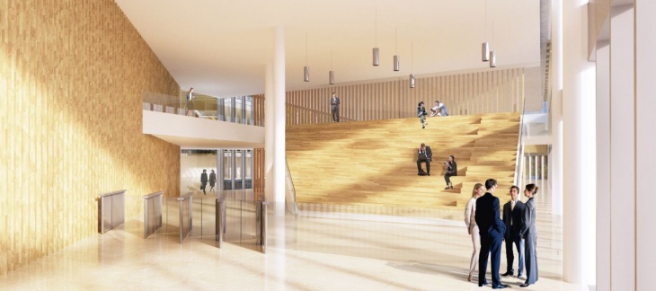 Hall du nouveau bâtiment / © Skidmore, Owings & Merill Inc / Burckhardt + Partner SA Hall du nouveau bâtiment / © Skidmore, Owings & Merill Inc / Burckhardt + Partner SA