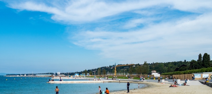 La Plage Publique des Eaux-Vives lors de son ouverture partielle (été 2019) © Etat de Genève Plage Publique Eaux-Vives