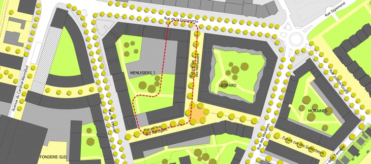 Extrait du plan-guide - périmètre du projet Menuisiers 1