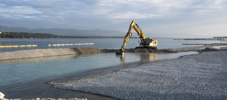 Chantier de la Plage Publique des Eaux-Vives, septembre 2018. © Serge Fruehauf Plage Publique Eaux-Vives