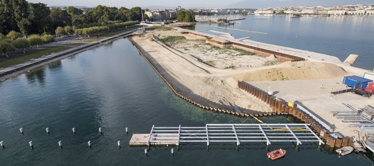 Chantier de la Plage Publique des Eaux-Vives (septembre 2018) ©Serge Fruehauf Plage Publique Eaux-Vives