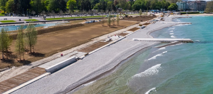 Chantier de la Plage Publique des Eaux-Vives (avril 2019) © AERIAL WORKS Plage Publique Eaux-Vives